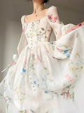lasamu Elf of Rainbow Wildflowers Cottagecore Fairycore Princesscore Soft Girl Romantic Academia Angelcore Dress