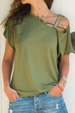 Casual Solid Oblique Collar T-Shirts(7 Colors)