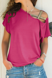 Casual Solid Oblique Collar T-Shirts(7 Colors)