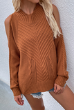 Casual Solid Hollowed Out Patchwork O Neck Sweaters(6 Colors)