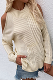 Casual Solid Hollowed Out Patchwork O Neck Sweaters(6 Colors)