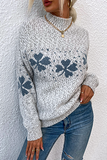 Casual Snowflakes Basic Half A Turtleneck Tops