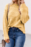Casual Solid Patchwork Basic O Neck Tops Sweater(5 Colors)