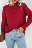 Casual Solid Patchwork Buckle Tops Sweater(4 Colors)