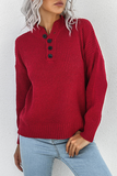 Casual Solid Patchwork Buckle Tops Sweater(4 Colors)