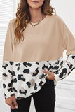 Casual Print Split Joint O Neck Tops