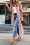 Casual Solid Lace Cardigan Collar Outerwear