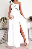 Casual Solid Flounce One Shoulder Cake Skirt Dresses(6 colors)