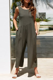 Casual Solid Patchwork O Neck Loose Jumpsuits(6 colors)