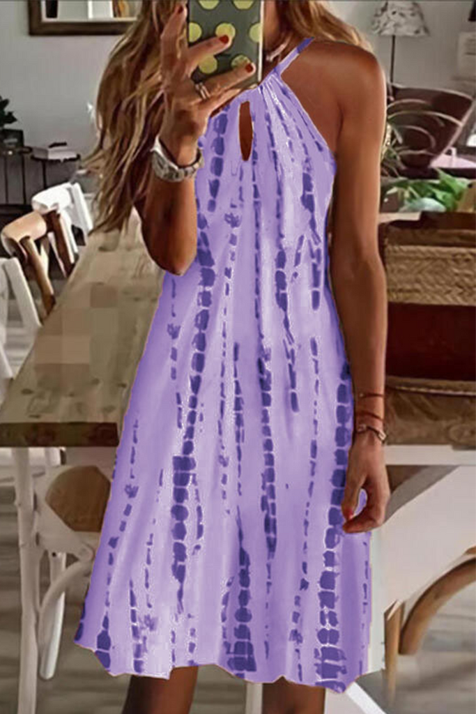 Casual Print Split Joint Halter Straight Dresses(5 colors)