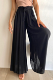Casual Solid Patchwork Loose High Waist Wide Leg Solid Color Bottoms(5 colors)