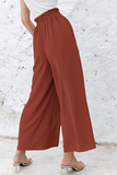 Casual Solid Patchwork Loose High Waist Wide Leg Solid Color Bottoms(10 colors)