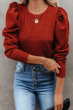 Casual Solid Patchwork O Neck Tops(4 Colors)