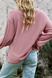 Casual Solid Buckle O Neck Tops(4 colors)