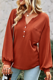 Casual Solid Buckle O Neck Tops(4 colors)