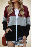 Casual Solid Patchwork Hooded Collar Tops