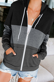 Casual Solid Patchwork Hooded Collar Tops
