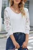 Casual Solid Hollowed Out Patchwork V Neck Sweaters(5 colors)