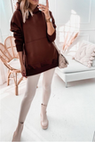 Casual Solid Patchwork Hooded Collar Tops(3 colors)