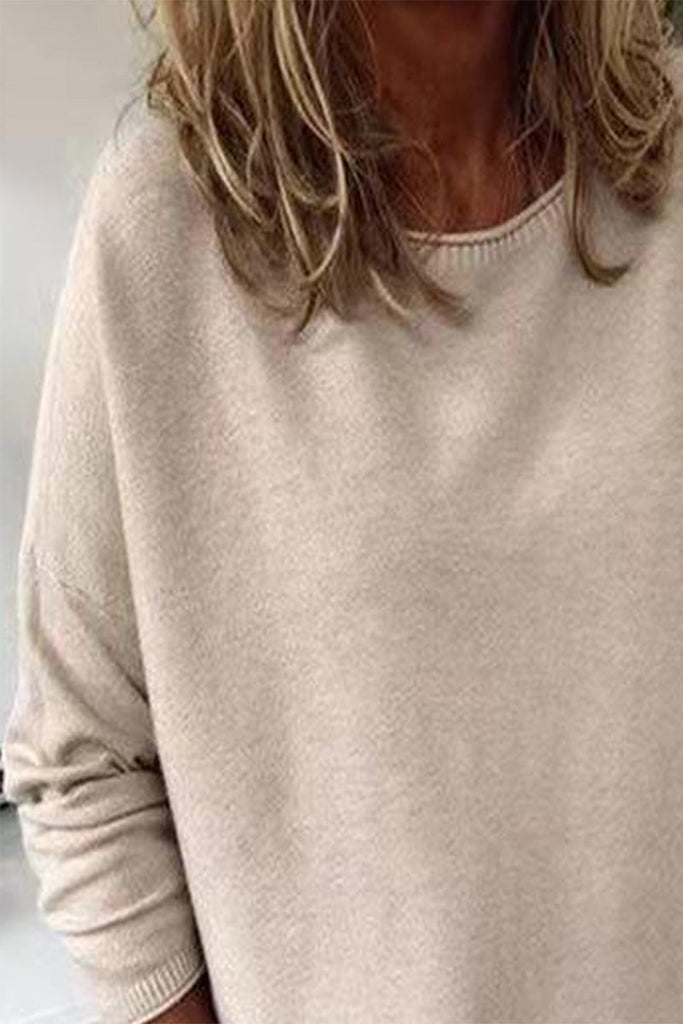 Casual Solid Color O Neck Sweaters