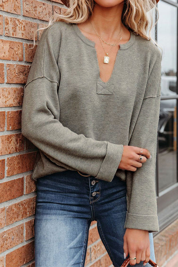 Casual Solid Color V Neck Sweaters(3 Colors)