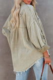 Casual Ripped Buckle Long Sleeve Loose Denim Jacket(4 Colors)