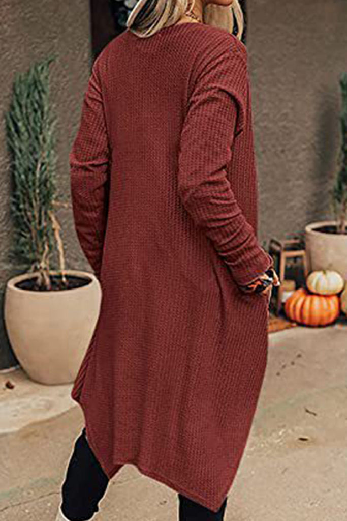 Casual Solid Asymmetrical O Neck Cardigans(8 Colors)