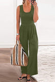 Casual Simplicity Solid Solid Color O Neck Loose Jumpsuits(5 Colors)