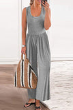 Casual Simplicity Solid Solid Color O Neck Loose Jumpsuits(5 Colors)