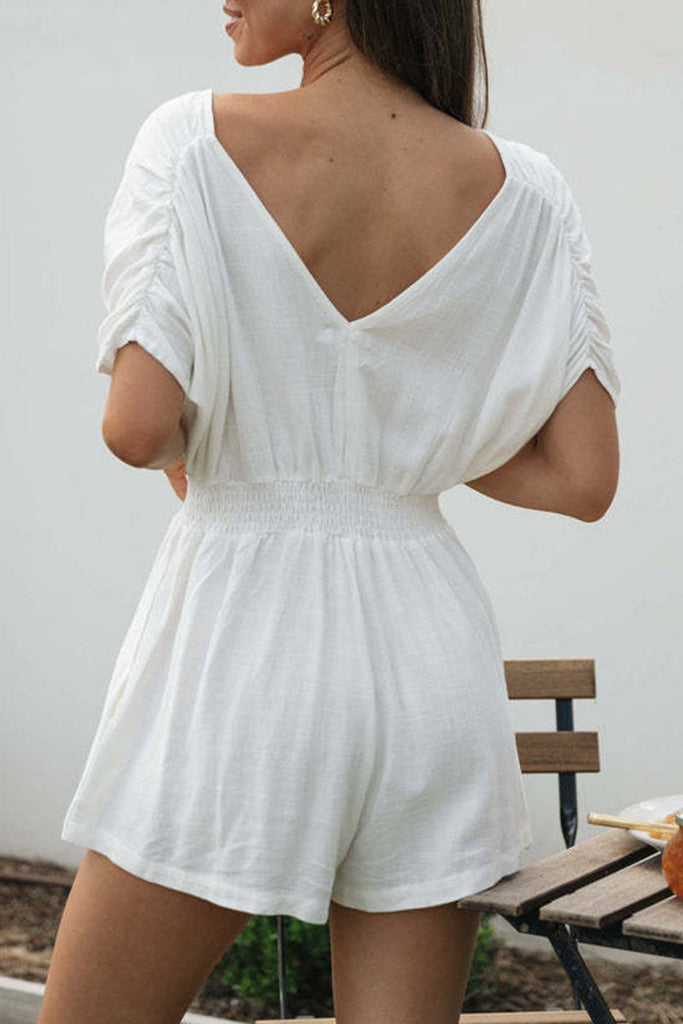 Casual Simplicity Solid Backless O Neck Loose Jumpsuits