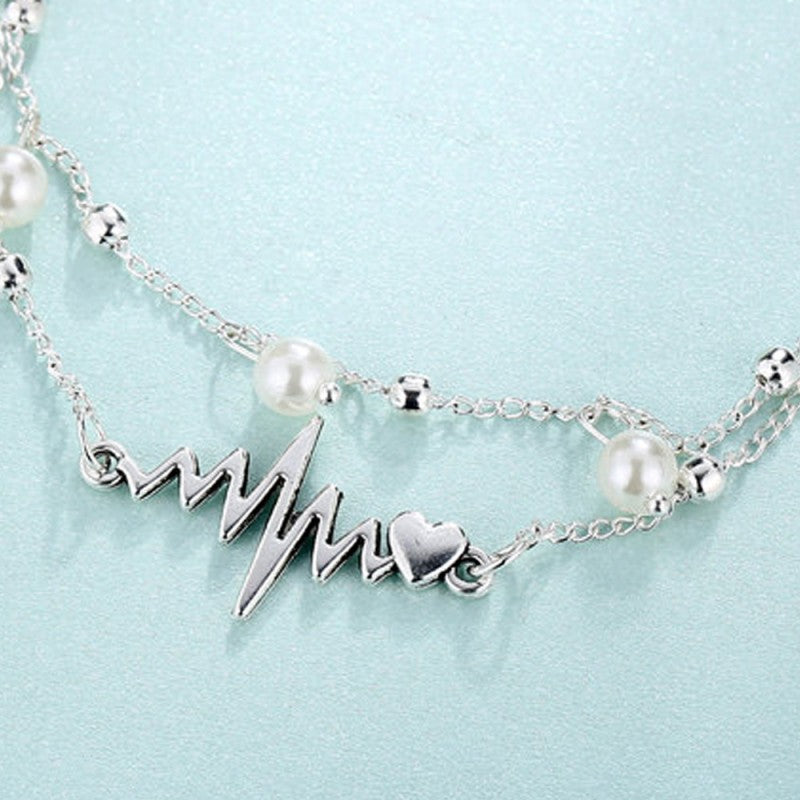 Casual Solid Patchwork Pearl Anklet