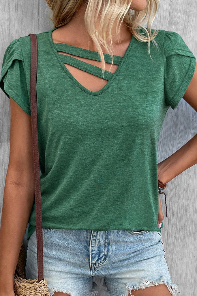 Casual Simplicity Solid V Neck T-Shirts(9 Colors)