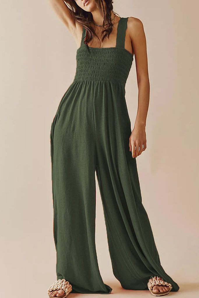 Casual Simplicity Solid Pocket Loose Jumpsuits