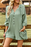 Casual Simplicity Solid Pocket Buckle O Neck Loose Jumpsuits(4 Colors)