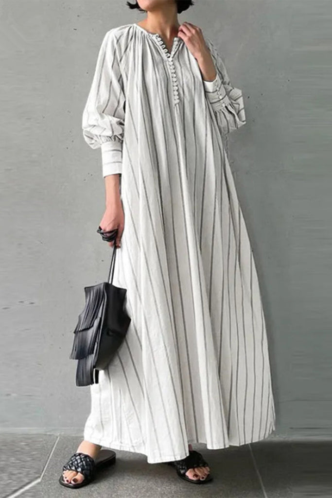 Casual Simplicity Striped Patchwork O Neck A Line Dresses(3 Colors)