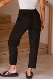 Casual Simplicity Solid Pocket Frenulum Loose High Waist Straight Solid Color Bottoms(5 Colors)
