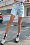 Casual Solid Make Old High Waist Straight Denim Shorts
