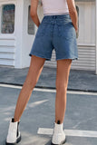 Casual Solid Make Old High Waist Straight Denim Shorts