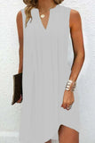 Casual Simplicity Solid Fold V Neck A Line Dresses
