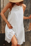 Casual Solid Fold Halter Pleated Dresses