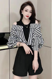 Lasamu Fake Two Elegant Striped Blouse Shirts