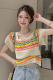 Lasamu U-Neck Colorful Knitted Casual Shirts