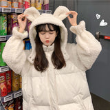 Lasamu Cute Bear Fluffy Parkas Coat Jacket