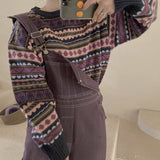 Lasamu Loose Vintage Striped Warm Sweater
