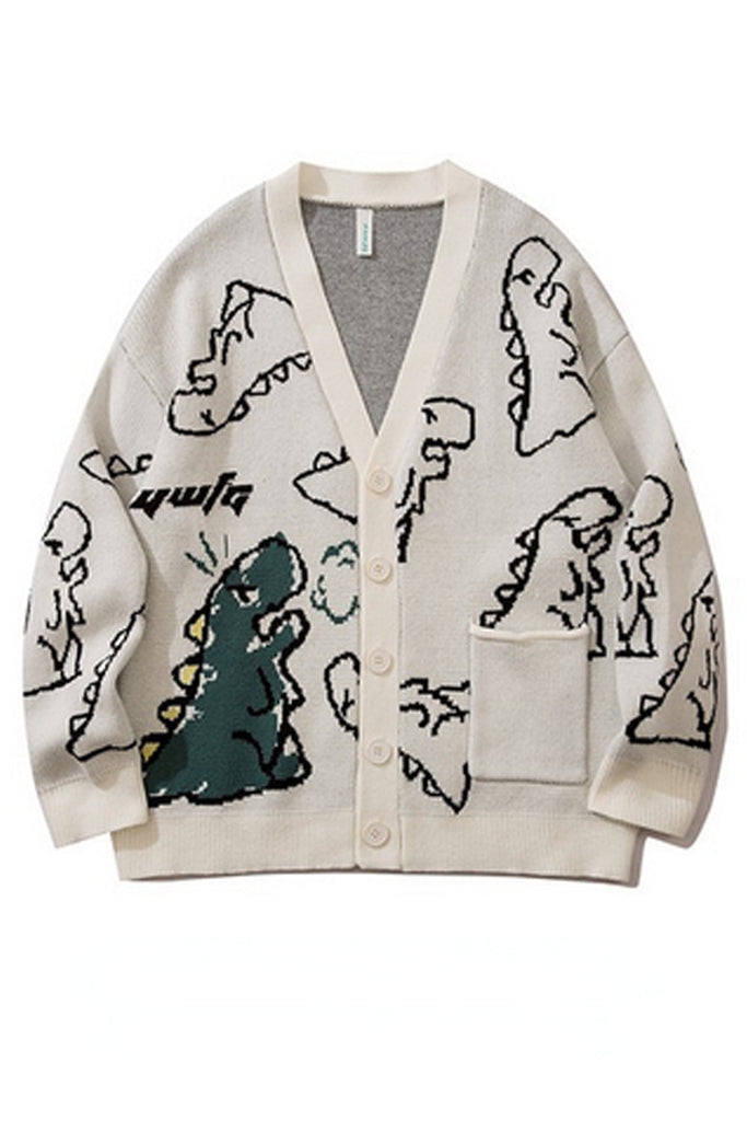 Lasamu Cute Dinosaur Pattern Cardigan Sweater