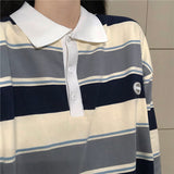 Lasamu Long Sleeve Turn Down Collar Striped Shirt