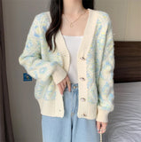 Lasamu Long Sleeve Retro Elegant Knitted Cardigan Sweater