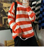 Lasamu O-Neck Vintage Striped Men Sweater