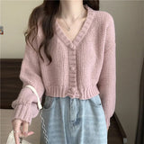 Lasamu V-Neck Button Up Knitted Cardigan Sweater