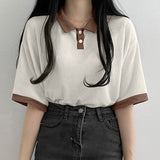 Lasamu Short Sleeve Cute Colors Collar Shirt